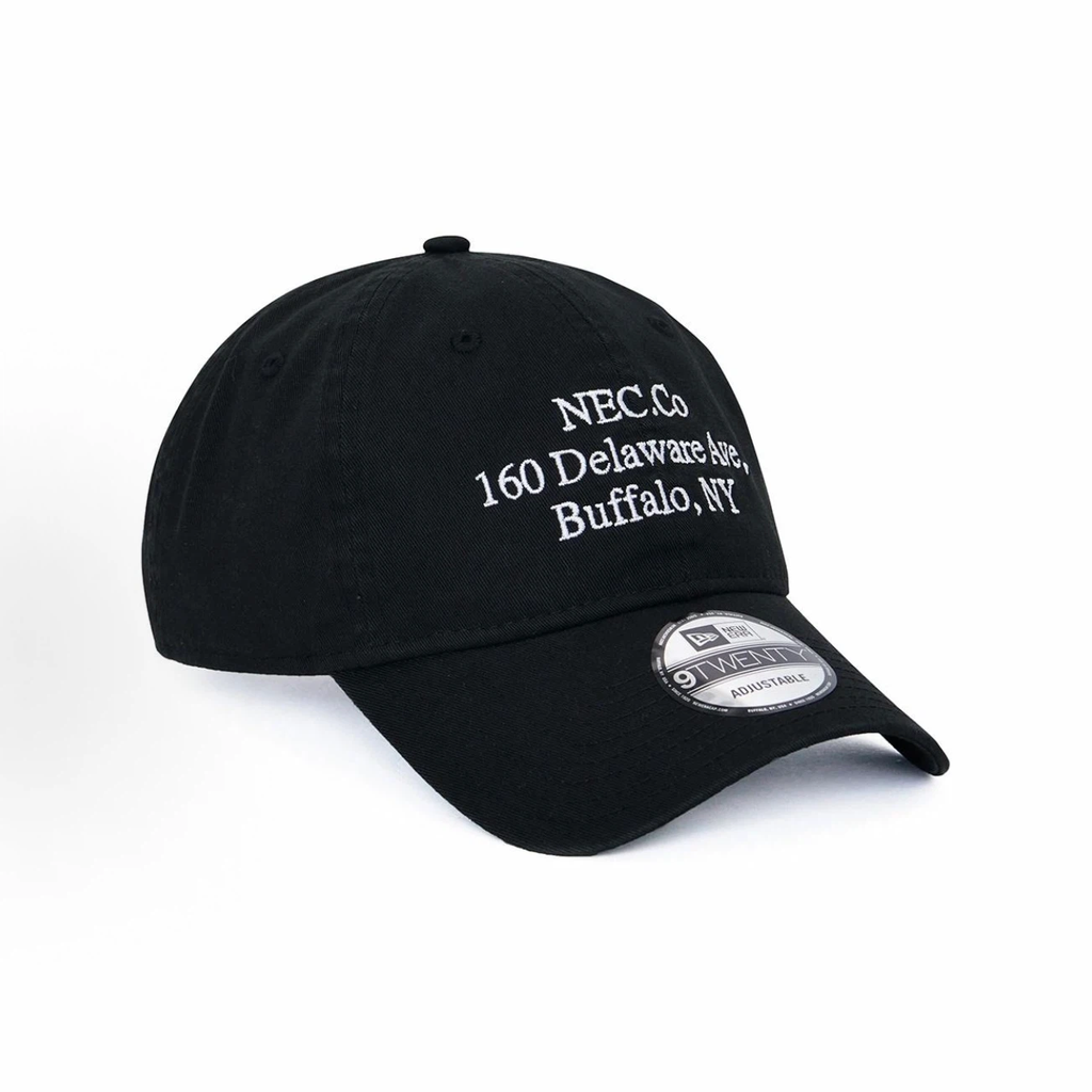 Black Vintage Address Embroidered Dad Hat, Unstructured Soft Crown Curved Brim Adjustable Baseball Cap for Men Women