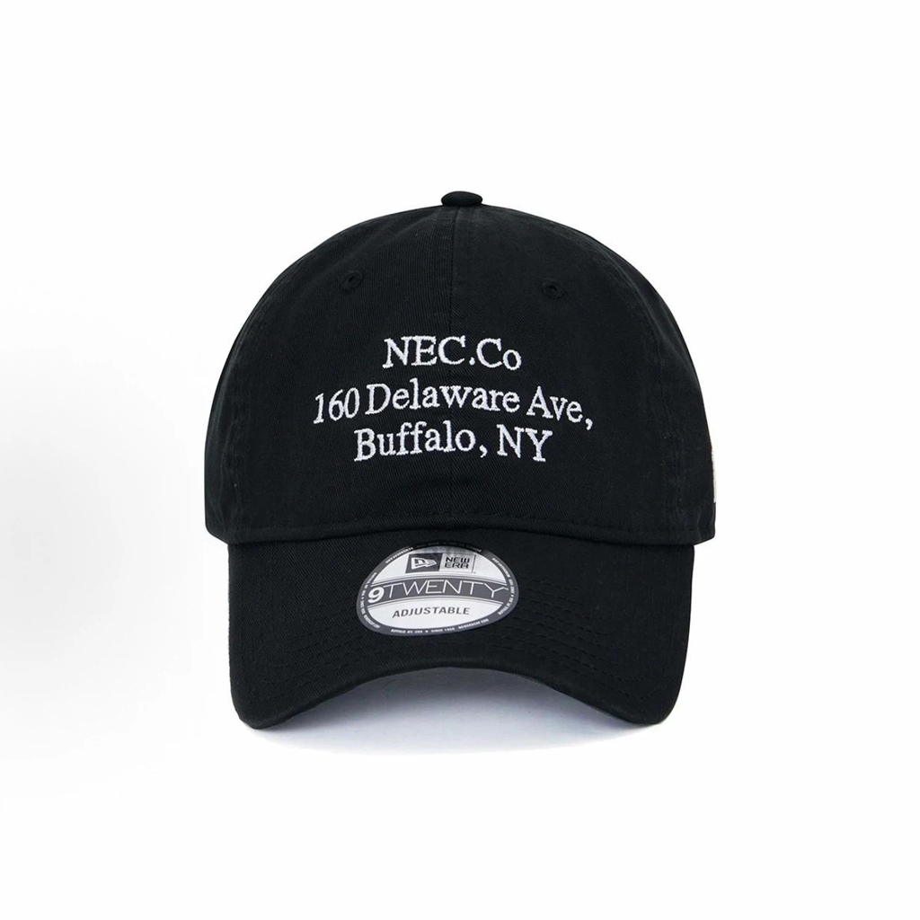 Black Vintage Address Embroidered Dad Hat, Unstructured Soft Crown Curved Brim Adjustable Baseball Cap for Men Women