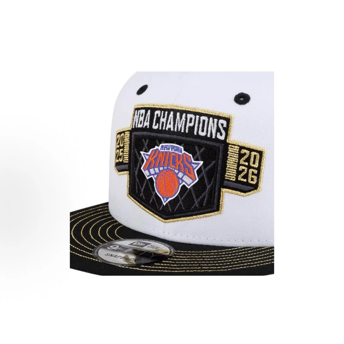 White & Black 2025-2026 Basketball Champions Embroidered Snapback Cap, Flat Brim Adjustable Hip Hop Hat for Men Women